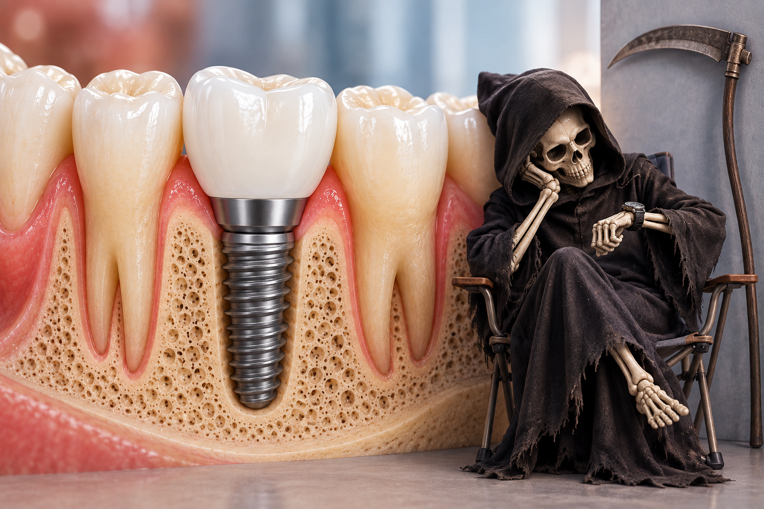 Diş implantının çene kemiği içerisindeki görünümü